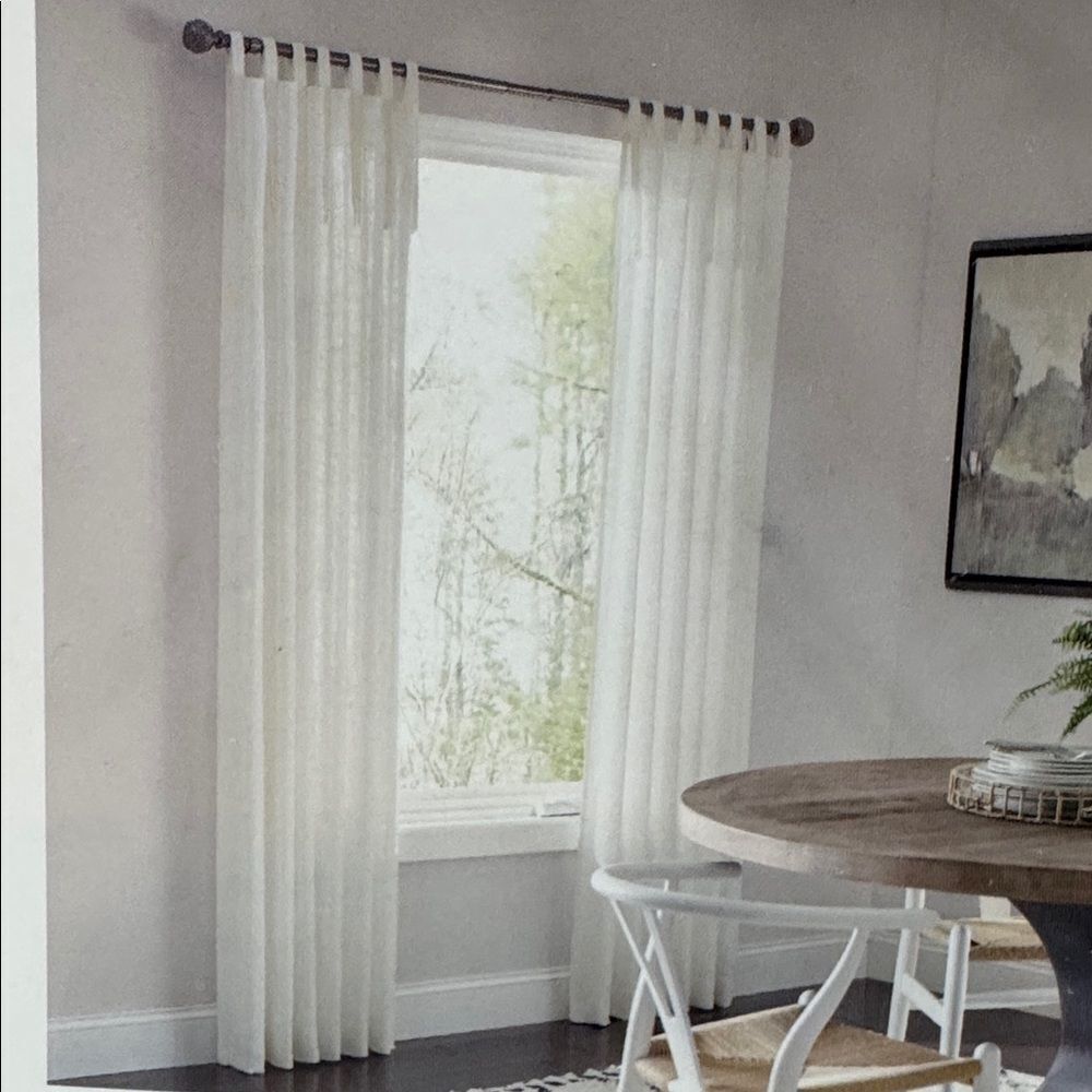Allen + Roth Harlow Ivory Light Filtering Tie Top ONE Curtain Panel 50x95” NEW - Picture 2 of 8